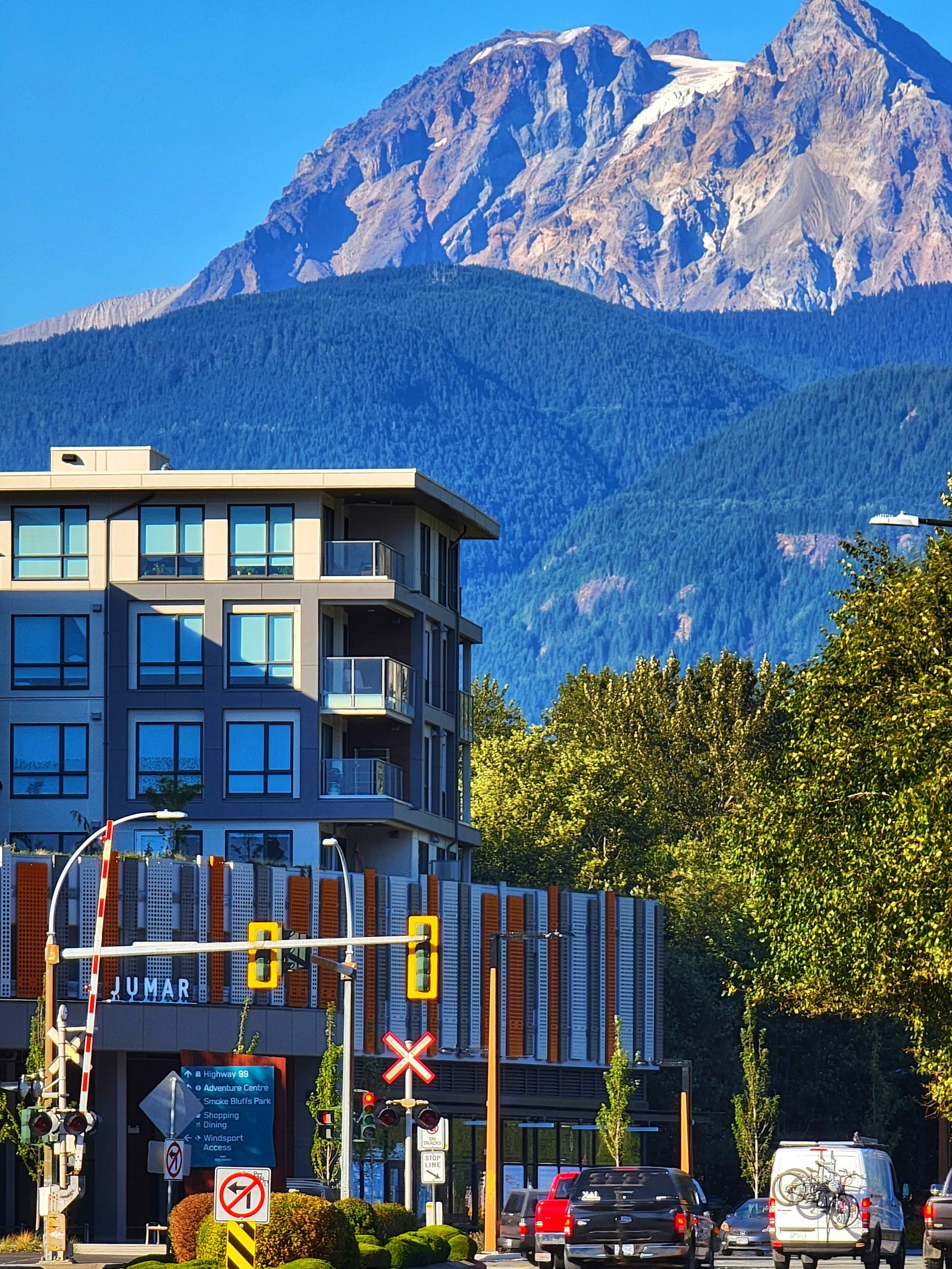 Jumar coloured perforated panel installation in Squamish