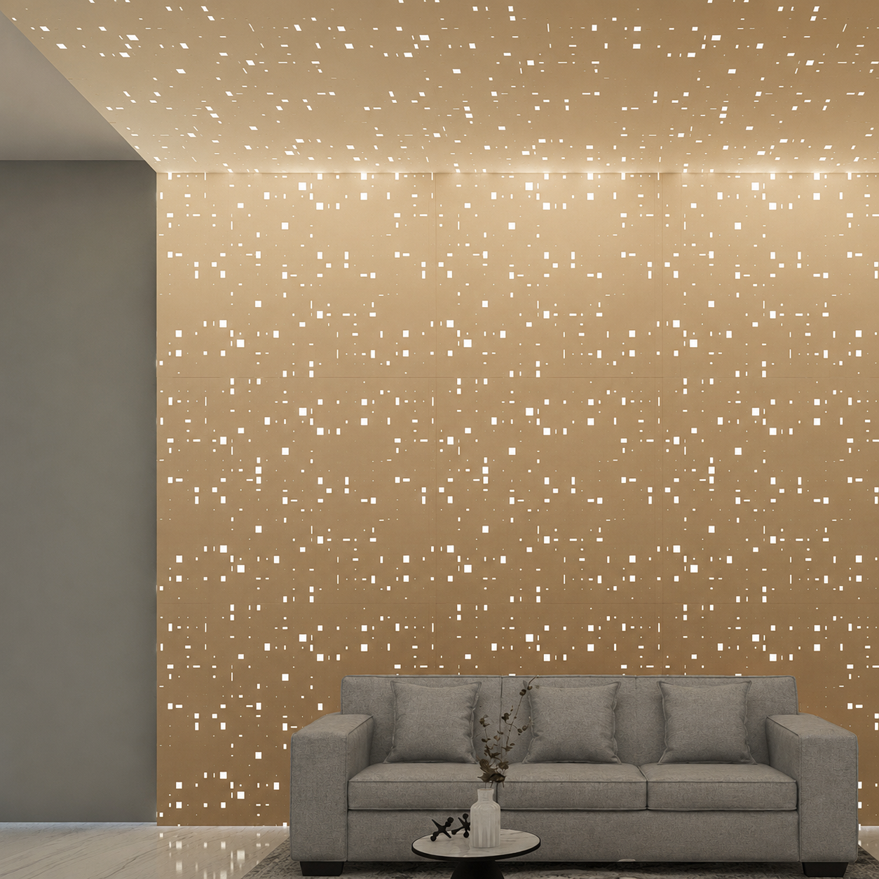 Pixel style perforated Seamless System wall and ceiling pattern
