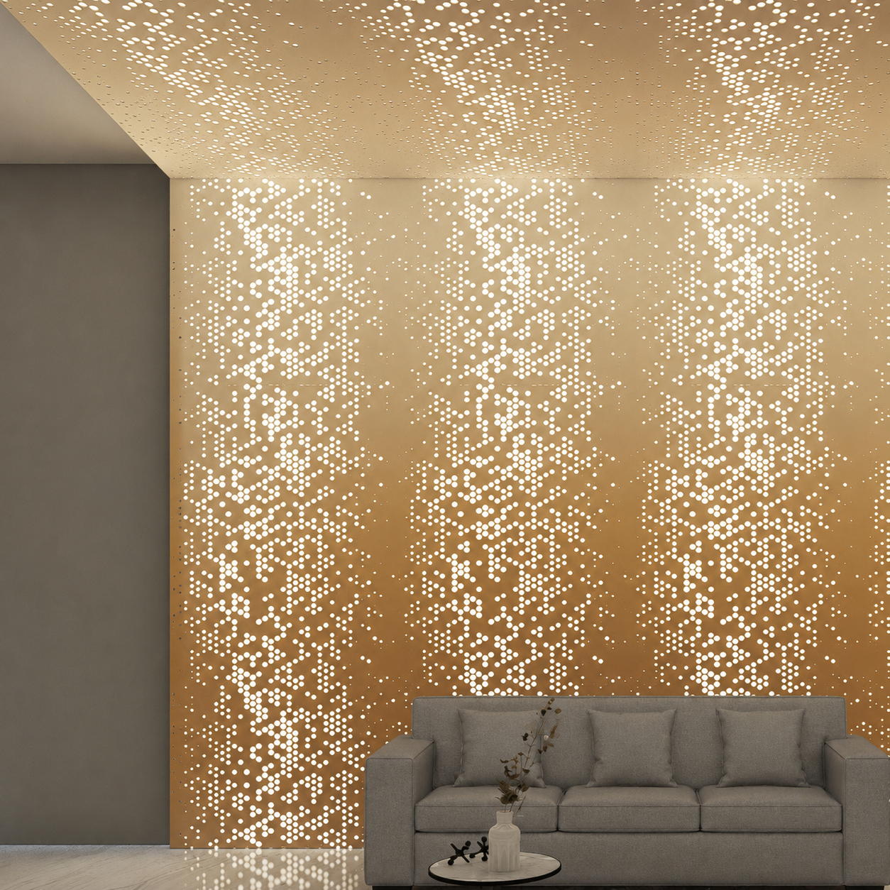 Contour inspired perforated Seamless System wall and ceiling panels